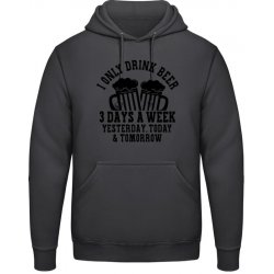 AWDis Hoodie Mikina Pivo Piju Včera, dnes a Zítra Uhelná černá