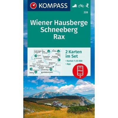 Wiener Hausberge, Schneeberg, Rax 1:25 000 / sada 2 turistických map KOMPASS 228