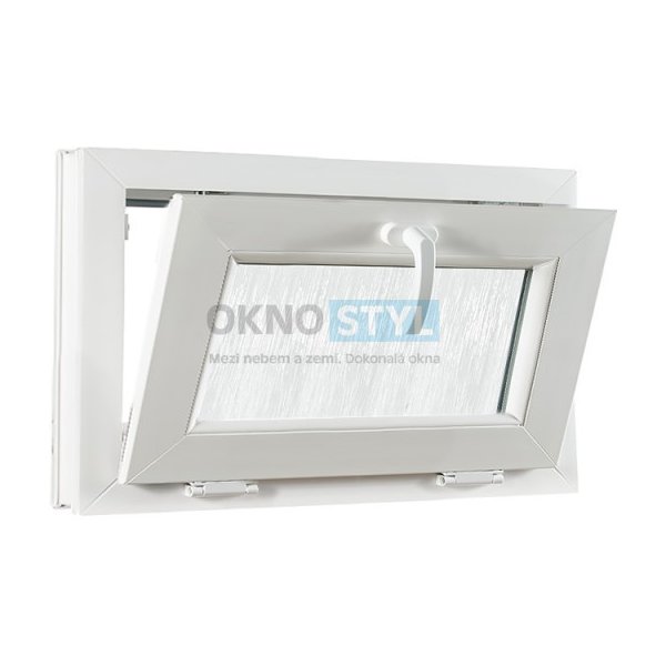 okno Oknostyl Sklopné plastové okno PREMIUM- sklo kůra 600 x 420 mm barva Bílá