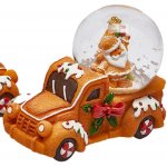 Vánoční dekorace sněžítko na perníkovém autíčku 1ks 6,5x4,5 cm S perníčkem – Sleviste.cz