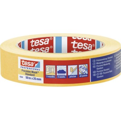 tesa PRECISION STANDARD 04344 krepová lepicí páska 50 m x 25 mm žlutá – Zbozi.Blesk.cz