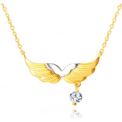 Šperky eshop Zlatý kombinovaný andělská křídla kulatý zirkon čiré barvy S4GG244.82
