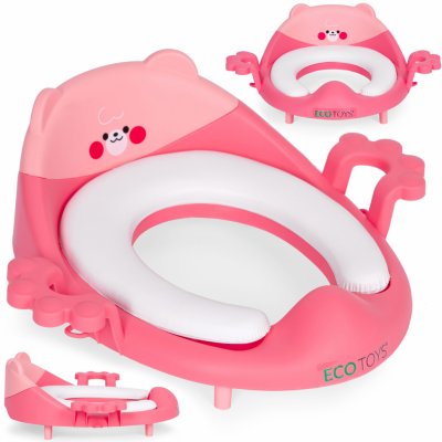 Ecotoys záchodové prkénko s překrývajícími se držadly měkký polštářek růžové – Zboží Dáma