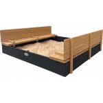 Backyard Discovery Pískoviště s víkem a sedátkem Cedar Ella XXL antracit 150 x 150 cm – Zboží Dáma