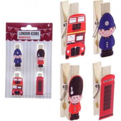 Risesnu Dekorativní kolíčky na prádlo london 4 ks – Zboží Mobilmania