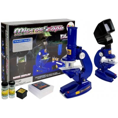 Lean Toys Dětský vzdělávací mikroskop 100x 200x 450x modrý