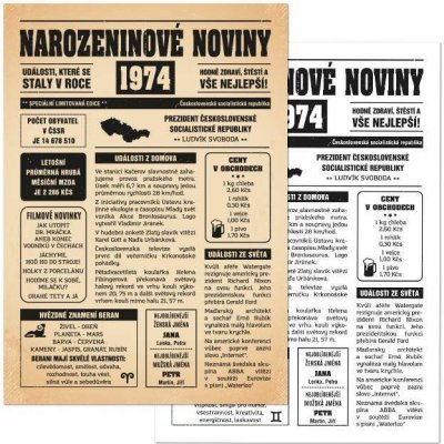 Narozeninové noviny 1974 - jednostranné – Zboží Dáma