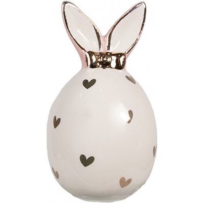 Růžovobílé keramické dekorační vajíčko Rabbit Heart Ø 5x9 cm – Hledejceny.cz