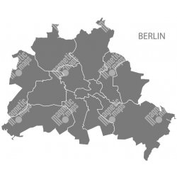 Magnetická mapa Berlína, ilustrovaná, šedá (pozinkovaný plech) 80 x 67 cm