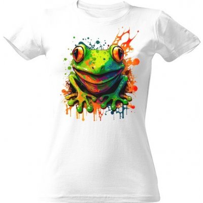 Tričko s potiskem Vysmátá žába dámské Bílá – Sleviste.cz