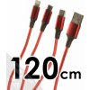 usb kabel XO NB173 3in1 Apple Lightning USB-C microUSB červený