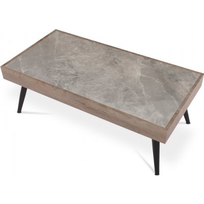 Autronic AHG-281 GREY 120x60 šedý mramor / nohy černý kov / světle hnědá dýha – Zboží Mobilmania