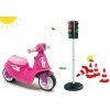 Dětské odrážedlo Smoby set Scooter Pink s gumovými koly a semafor se silničními kužely 721002-7