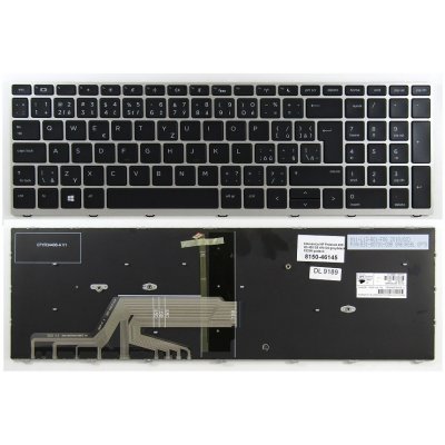 česká klávesnice HP Probook 450 G5 455 G5 470 G5 650 655 G4 G5 černá CZ/SK podsvit - stříbrný rámeček – Zboží Mobilmania