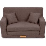 Flumi dětský gauč dětská pohovka s funkcí spaní do dětského pokoje křeslo s funkcí lůžka dětský nábytek látka z ovčí kůže čokoládový beránek – Sleviste.cz