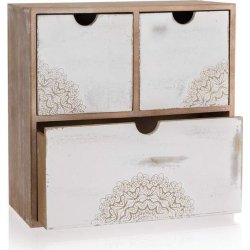 HOME DECOR Polička RUSTIN WHITE, 3 šuplíky