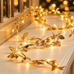 Real Garden Světelná girlanda se zlatými lístky, 20 LED, 2 m, na baterie – Hledejceny.cz