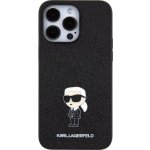 Karl Lagerfeld Fixed Glitter Metal Ikonik třpytivý iPhone 15 Pro Max - černé