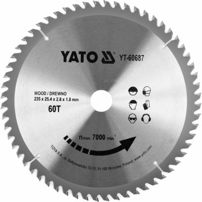 Yato Kotouč na dřevo TCT 235 x 25,4 mm 60z pro YT-82153 – Zboží Mobilmania