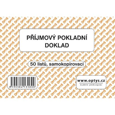 Optys 1318 Příjmový pokladní doklad A6 samopropisovací 50 listů – Zboží Dáma