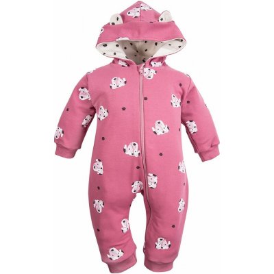 Eevi Dětská kombinéza z teplákoviny Dogs&Spots TMAVĚ RŮŽOVÁ – Zboží Mobilmania