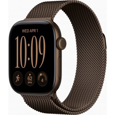 Apple Watch Series 12 46mm tmavě bronzový hliník s tmavě bronzovým milánským tahem S/M MKD74RK/A – Zboží Mobilmania