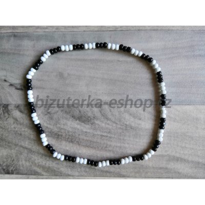 Bizuterka-eshop.cz dřevěné korálky na krk černo bílé BZ-07076 – Zboží Mobilmania