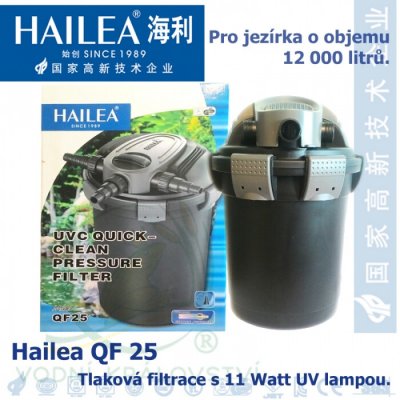 Hailea Tlaková filtrace QF25, včetně 11 Watt UV, pro jezírka do 15000 litrů, obsah 25 l, max. průtok 6000 litrů/hod. – Sleviste.cz