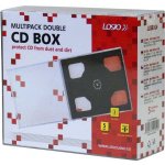 Box na 2ks CD, 10,4mm, průhledný, černý tray, 5-pack, Logo – Hledejceny.cz
