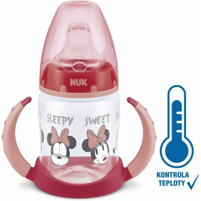Nuk lahvička na učení Mickey s kontrolou teploty červená 150 ml – Zboží Mobilmania