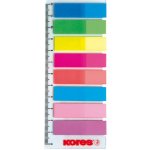 Samolepicí záložky plastové Kores 12 × 45 mm, neon, na pravítku 12 cm, 8 × 25 ks – Hledejceny.cz