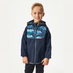 Unuo dětská softshellová bunda s fleecem temně modrá tučňáci – Zboží Mobilmania