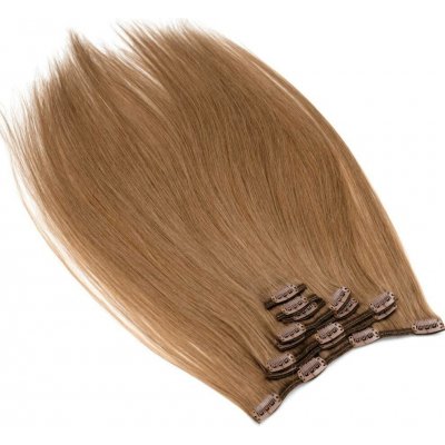 Clip in vlasy k prodloužení 50cm 100% lidské REMY světle hnědá – Sleviste.cz
