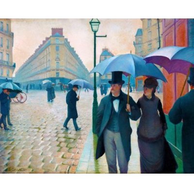 Figured ART Vyšívání křížkové sada Caillebotte Deštivý den na pařížské ulici
