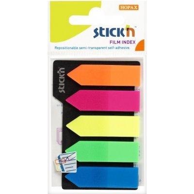 Záložka samolepicí Stick'n Hopax, 42x12, plastová šipka, neonové barvy, 5x25 ks – Hledejceny.cz