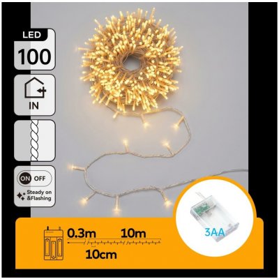 Aigostar B.V. LED Vánoční řetěz 100xLED/3xAA 10,3m teplá bílá B10303KR2 – Hledejceny.cz