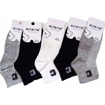 Auravia Bavlněné ponožky černé, bílé, šedé 5 ks barevné