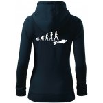 Evoluce potápění dámská mikina trendy zipper s kapucí Námořní modrá velmi tmavá téměř černá – Zboží Dáma
