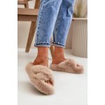 Dámské chlupaté pantofle na tlusté podešvi Lavitera béžové – Zboží Dáma