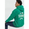 Pánská mikina Tommy Jeans zelená s kapucí s potiskem