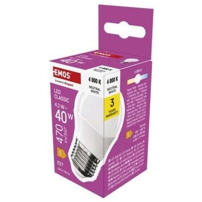 Emos LED žárovka Classic Mini Globe E27 4,2 W 40 W 470 lm neutrální bílá ZQ6E23 – Hledejceny.cz
