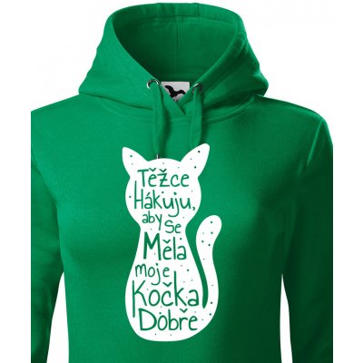 Bezvatriko dámská mikina s kočkou Těžce pracuji zelená Canvas dámská mikina 0496 DTF/DTG – Hledejceny.cz