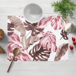 Biante bavlna prostírání Sandra SA-227 Hnědé a starorůžové tropické listy na bílém 30x40cm – Hledejceny.cz