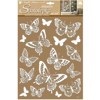 Anděl Přerov Samolepky na zeď bílí motýli s glitry 41x28 cm – Zboží Dáma