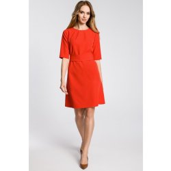 Moe jednoduché a-line šaty s opaskem M362 červená