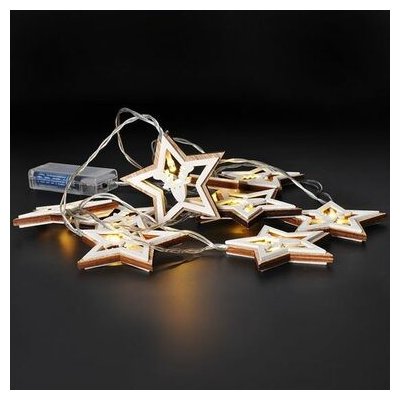 Solight 1V271 LED vánoční řetěz hvězdy dřevo 10x LED 2x AA 1.5m 8592718037260 – Hledejceny.cz