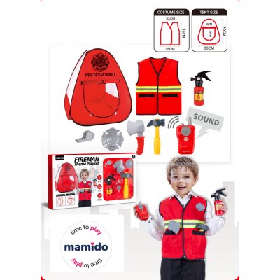 Mamido Hasičský stan s kostýmem a doplňky 8 ks – Zboží Mobilmania
