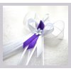 Svatební vývazek Vývazek velký s kytičkou - bílo-tm.fialový