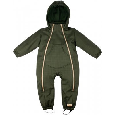 Monkey Mum® Dětská zimní softshellová kombinéza s beránkem Khaki mysliveček – Hledejceny.cz
