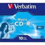 Verbatim CD-R 700MB 16x, AZO, Audio, jewel, 10ks (43365) – Zbozi.Blesk.cz